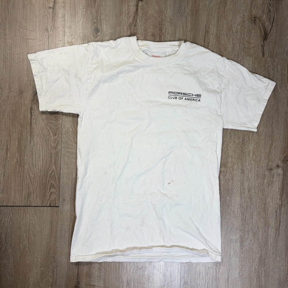 Porchse Club of America T Shirt Short Sleeve Small White Cotton MORPCA Hanes